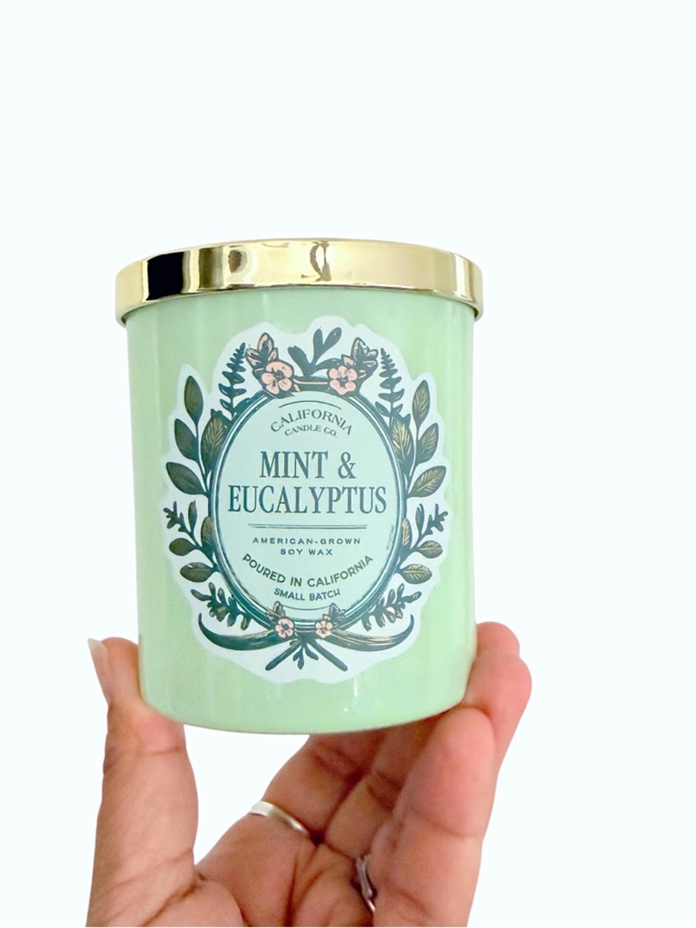 Leoben Company Mint & Eucalyptus Scented Candle in Mint Green
